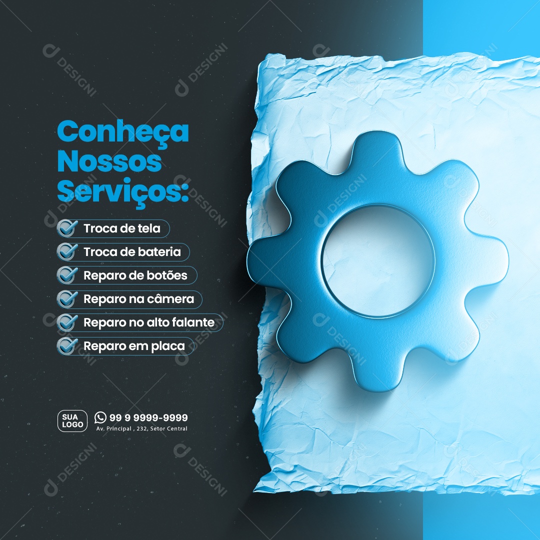 Manutenção De Celulares Conheça Nossos Serviços Social Media PSD Editável