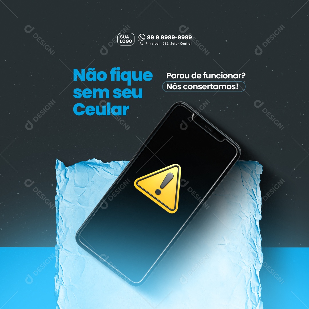 Manutenção De Celulares Não Fique Sem seu Celular Parou de Funcionar Social Media PSD Editável
