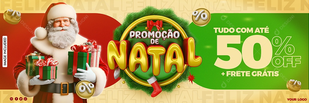 Social Media Banner Promoção De Natal PSD Editável