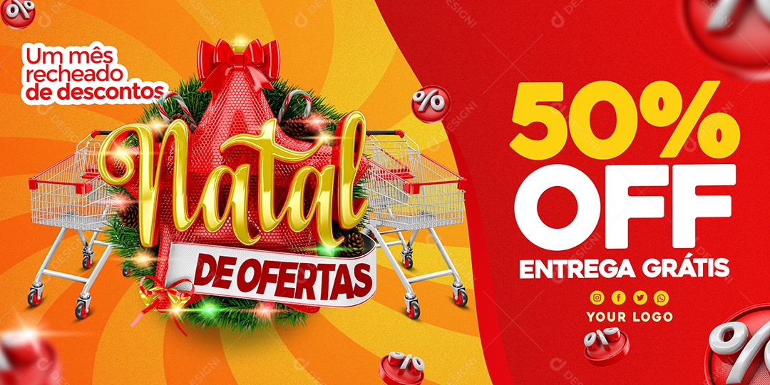 Um Mês Recheado De Descontos Natal De Ofertas Social Media PSD Editável