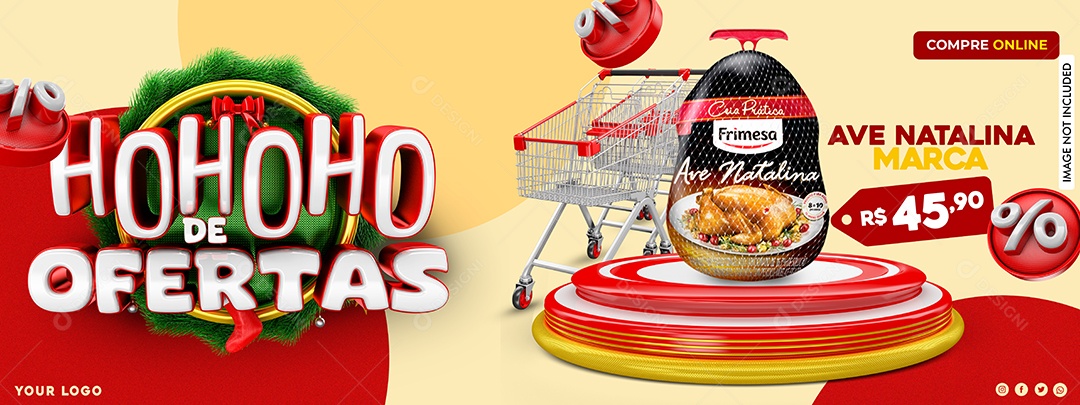 Banner Hohoho De Ofertas Supermercado Social Media PSD Editável