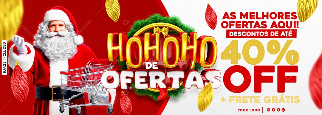 Social Media Banner Hohoho De Ofertas As Melhores Aqui PSD Editável