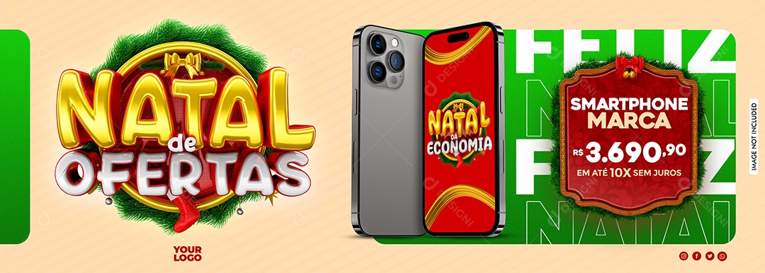 Banner Natal De Ofertas Smartphone Social Media PSD Editável