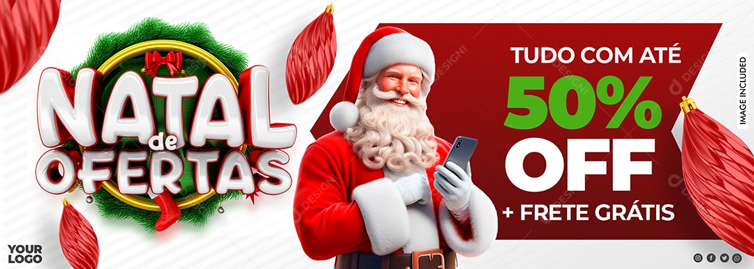 Social Media Banner Natal De Ofertas PSD Editável