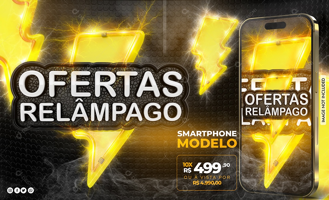 Social Media Ofertas Relâmpago Smartphone PSD Editável