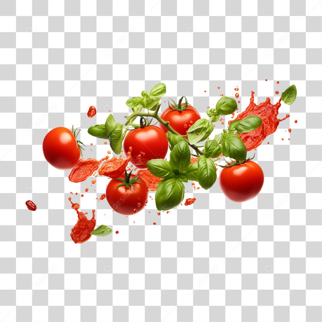 Folhas e Tomates PNG Transparente