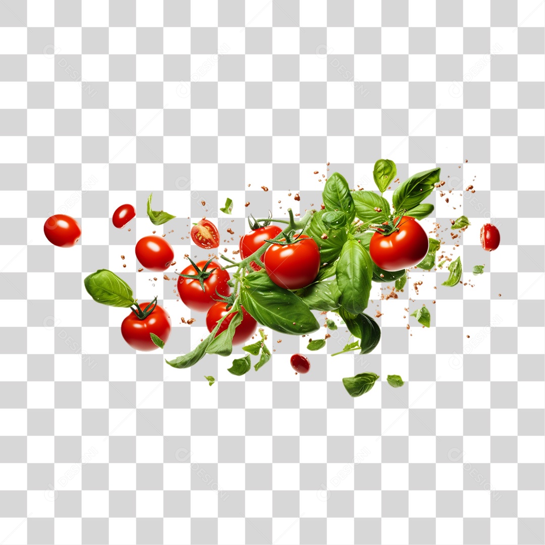 Folhas e Tomates PNG Transparente