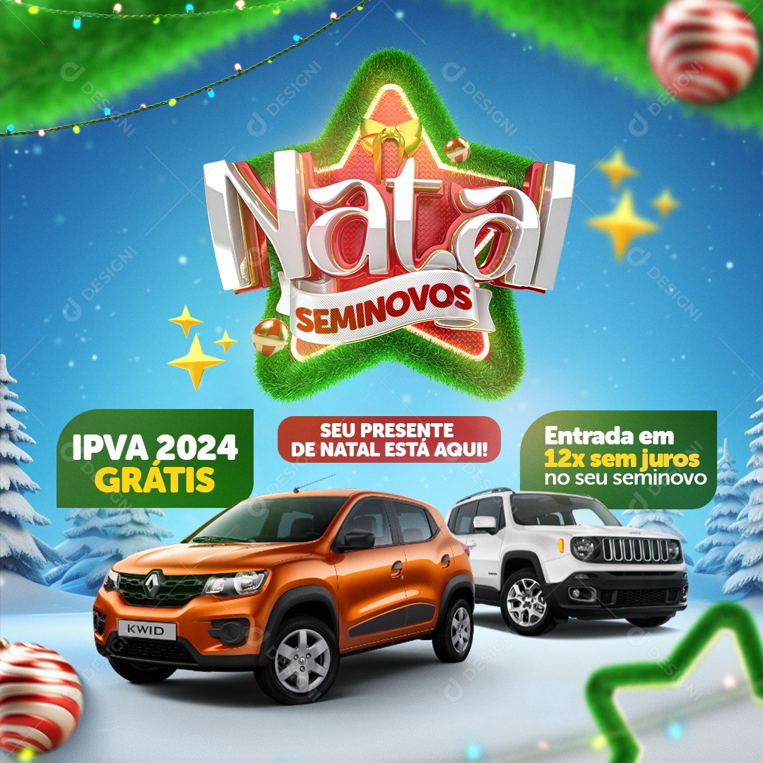Natal Seminovo seu Presente Está Aqui Social Media PSD Editável