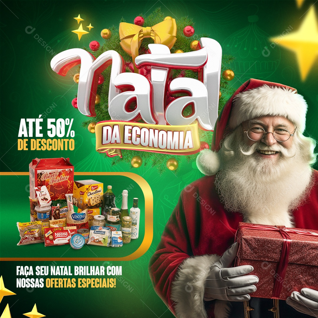 Natal da Economia Até 50% de Desconto Social Media PSD Editável