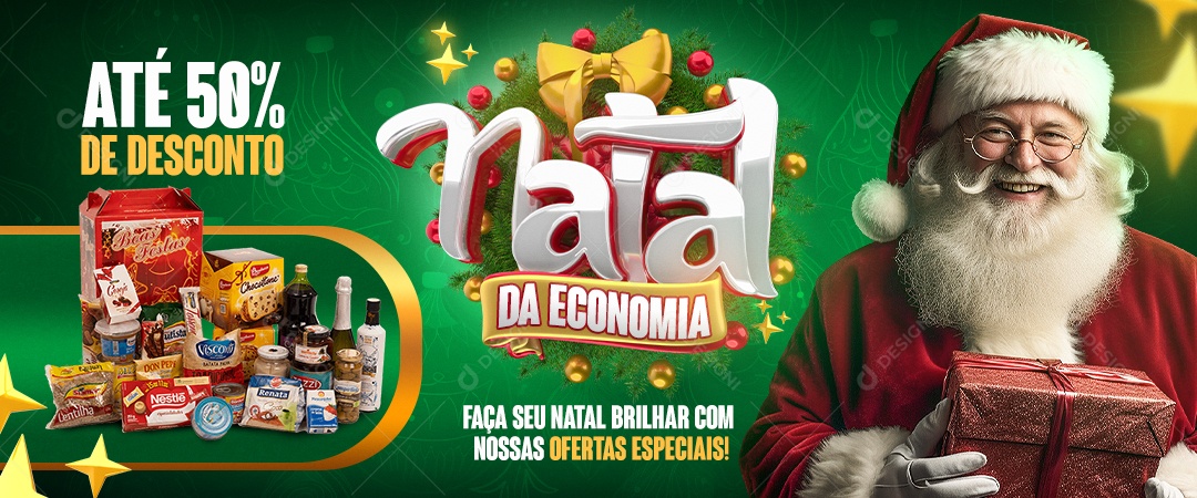 Carrossel Natal da Economia Até 50% de Desconto Social Media PSD Editável