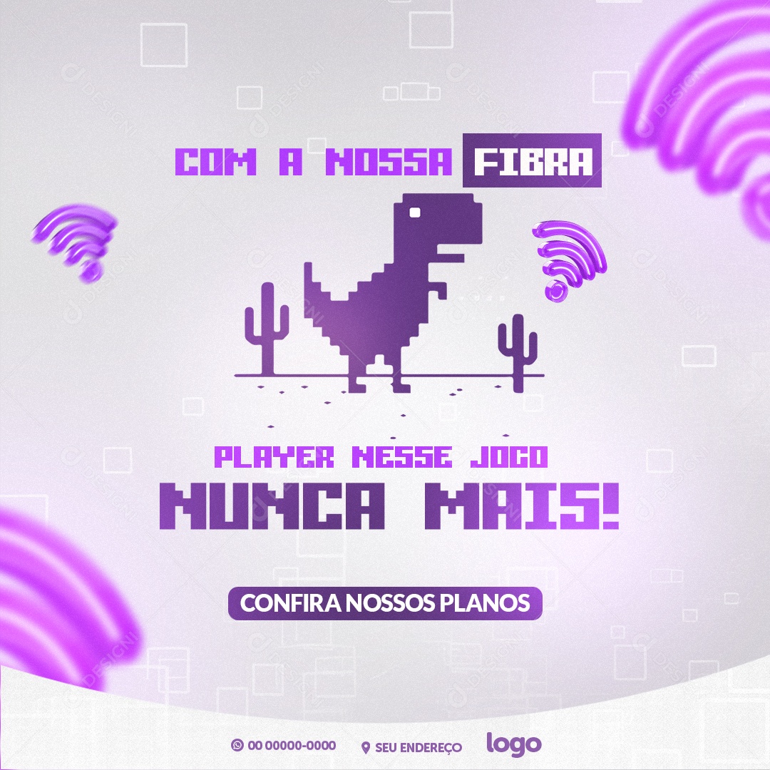 Internet com a nossa Fibra Player nesse Jogo nunca mais Social Media PSD Editável