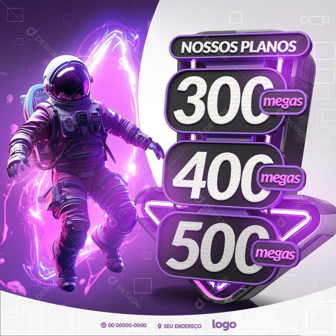 Internet nossos Planos 300 400 500 Megas Social Media PSD Editável