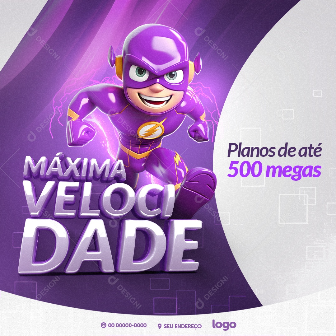 Internet Máxima Velocidade Planos de 500 Megas Social Media PSD Editável