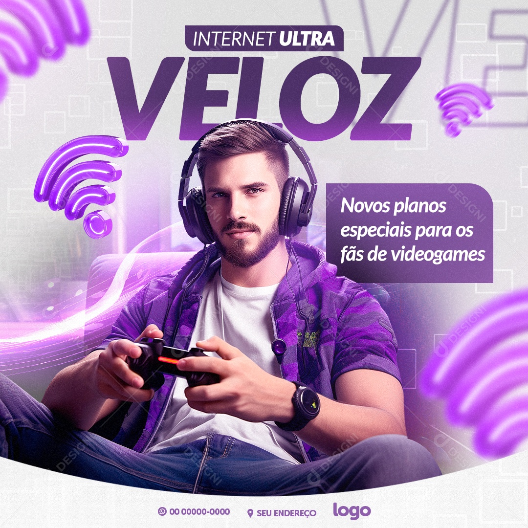 Internet Ultra Veloz novos Planos Especiais para os Fãs de Videogames Social Media PSD Editável