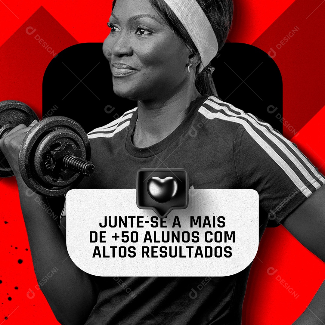 Academia Personal Trainer Junte se a Mais de 50 Alunos com Altos Resultados Social Media PSD Editável