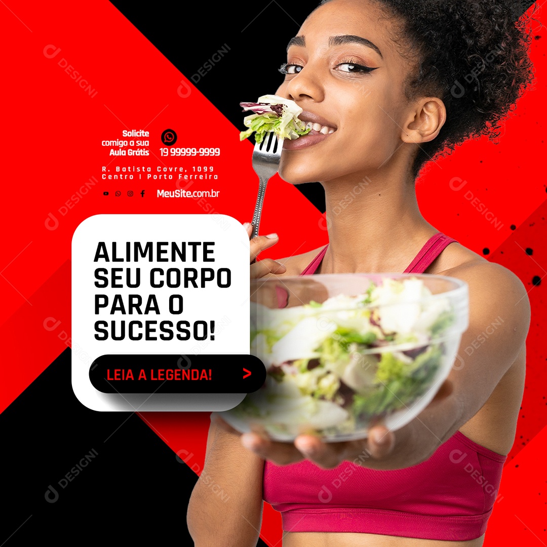 Academia Personal Trainer Alimente seu Corpo para o Sucesso Social Media PSD Editável