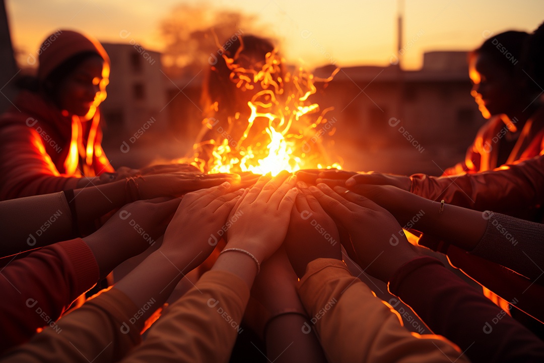 Trabalhando juntos o conceito de trabalho em equipe com as mãos unidas