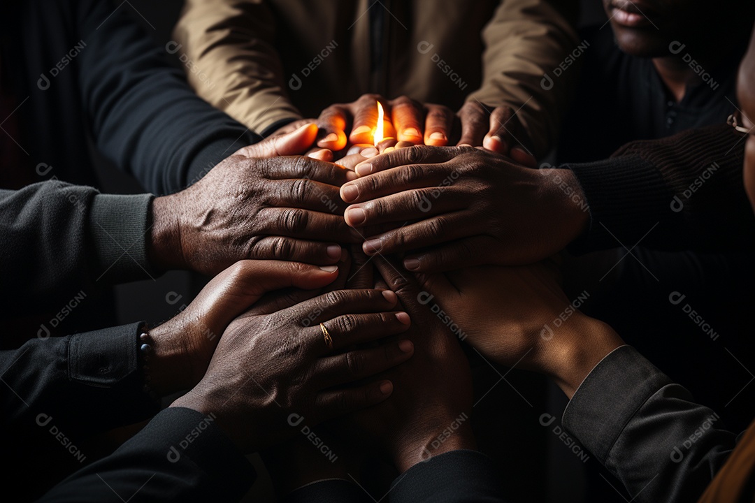 Trabalhando juntos o conceito de trabalho em equipe com as mãos unidas