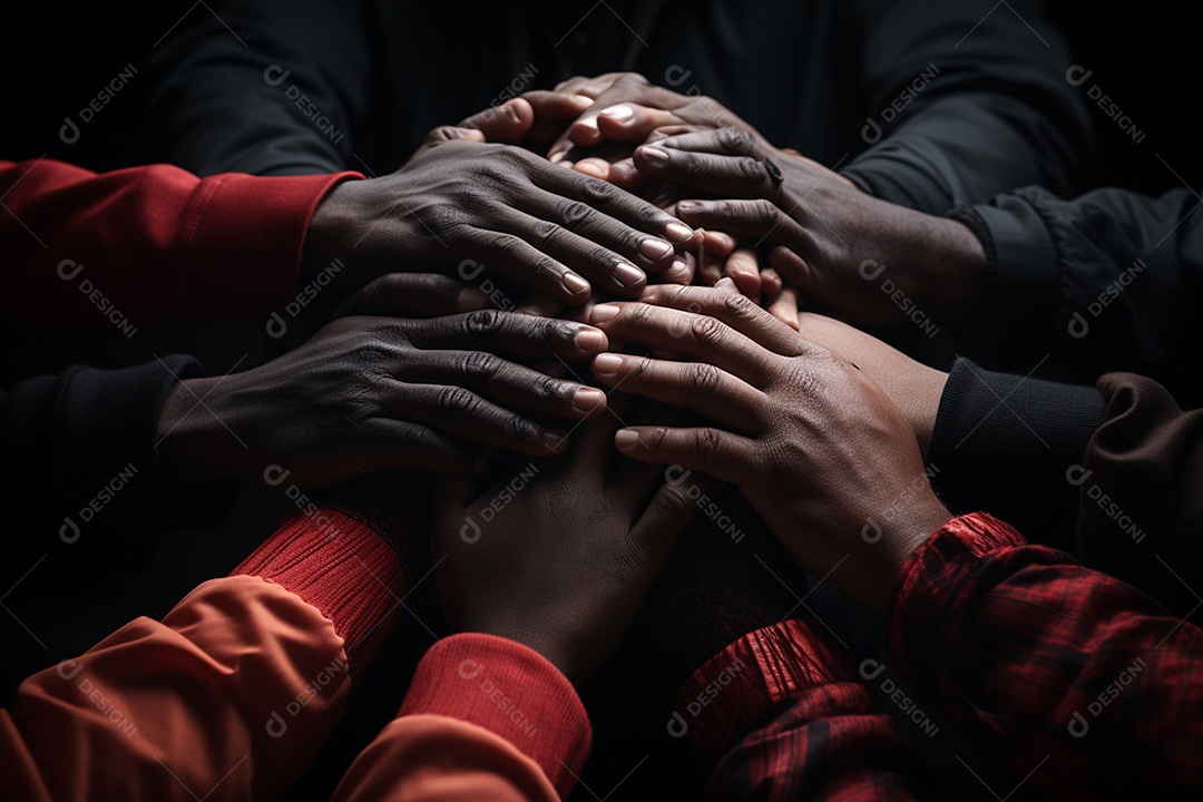 Trabalhando juntos o conceito de trabalho em equipe com as mãos unidasMãos