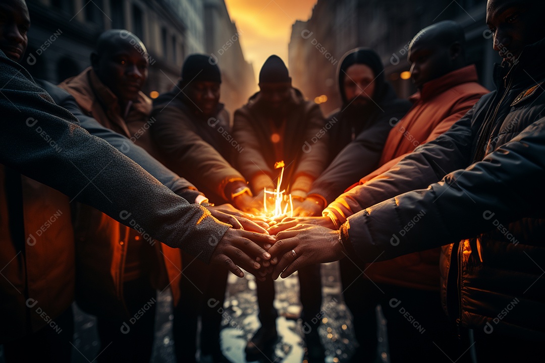 Trabalhando juntos o conceito de trabalho em equipe com as mãos unidas