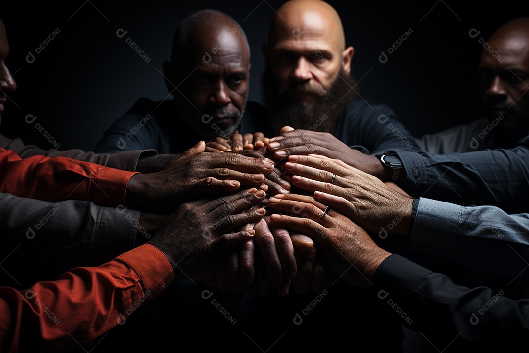 Trabalhando juntos o conceito de trabalho em equipe com as mãos unidas