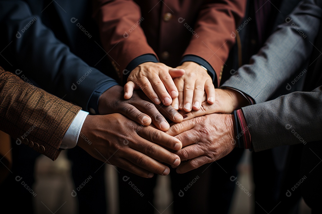 Trabalhando juntos o conceito de trabalho em equipe com as mãos unidas
