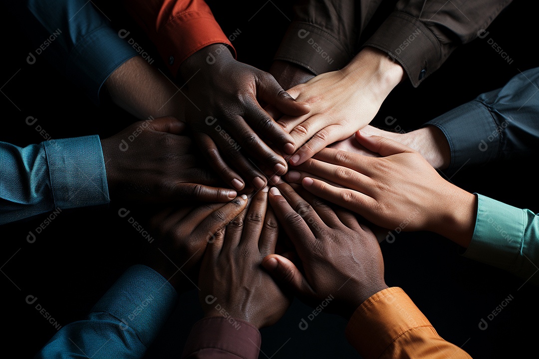 Trabalhando juntos o conceito de trabalho em equipe com as mãos unidas