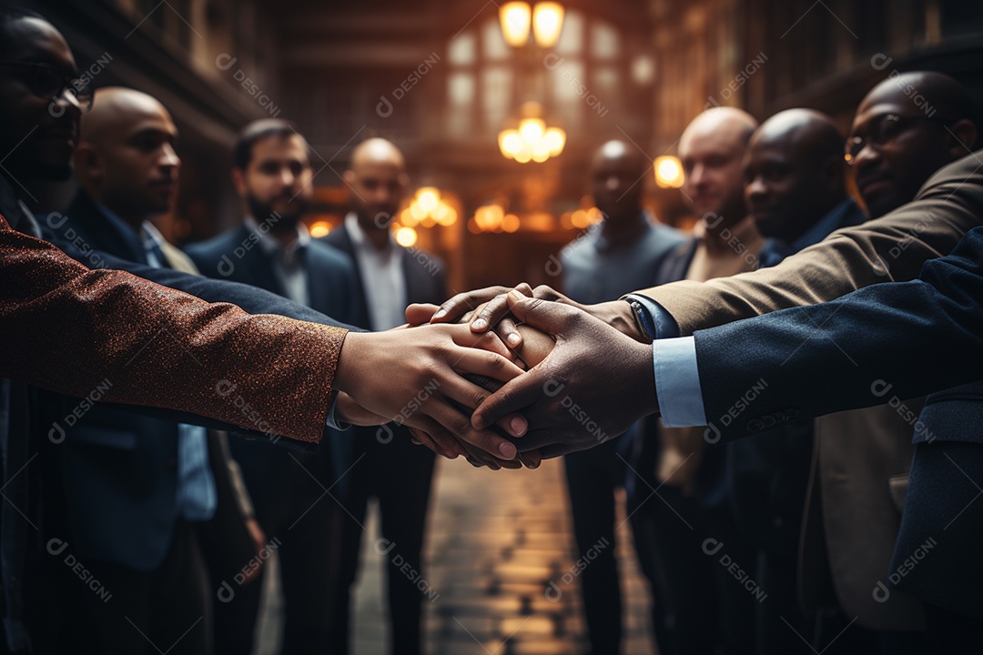 Trabalhando juntos o conceito de trabalho em equipe com as mãos unidas