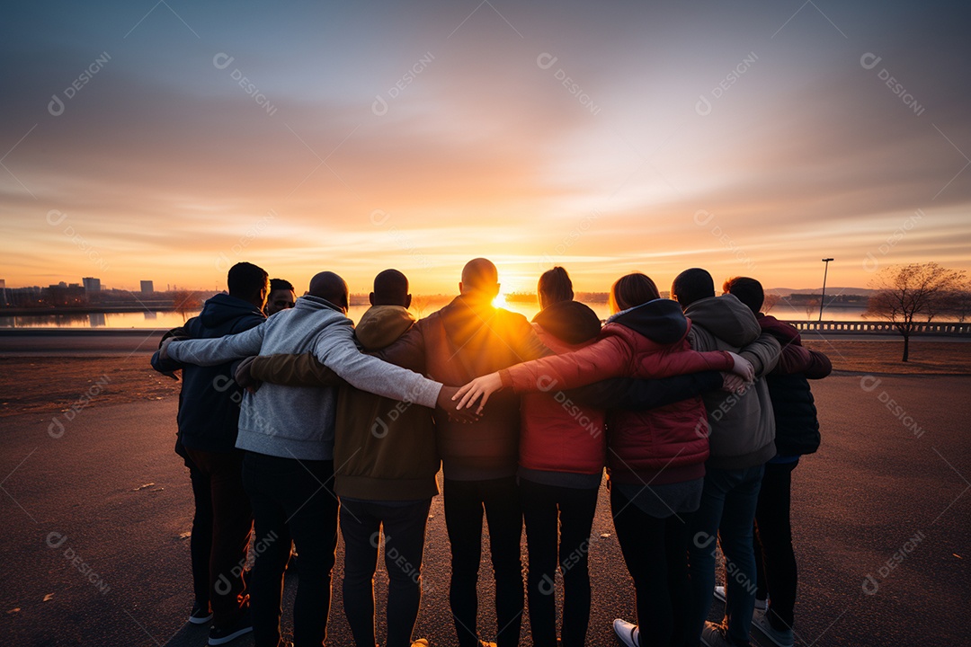 Trabalhando juntos o conceito de trabalho em equipe com as mãos unidas