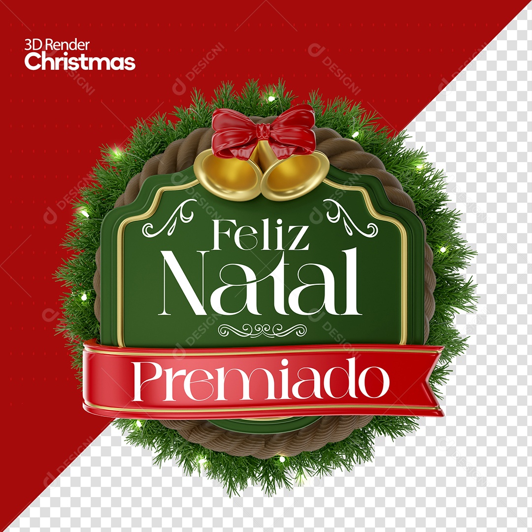 Feliz Natal Premiado Selo 3D Para Composição PSD