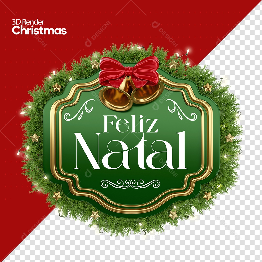 Selo 3D Feliz Natal Para Composição PSD