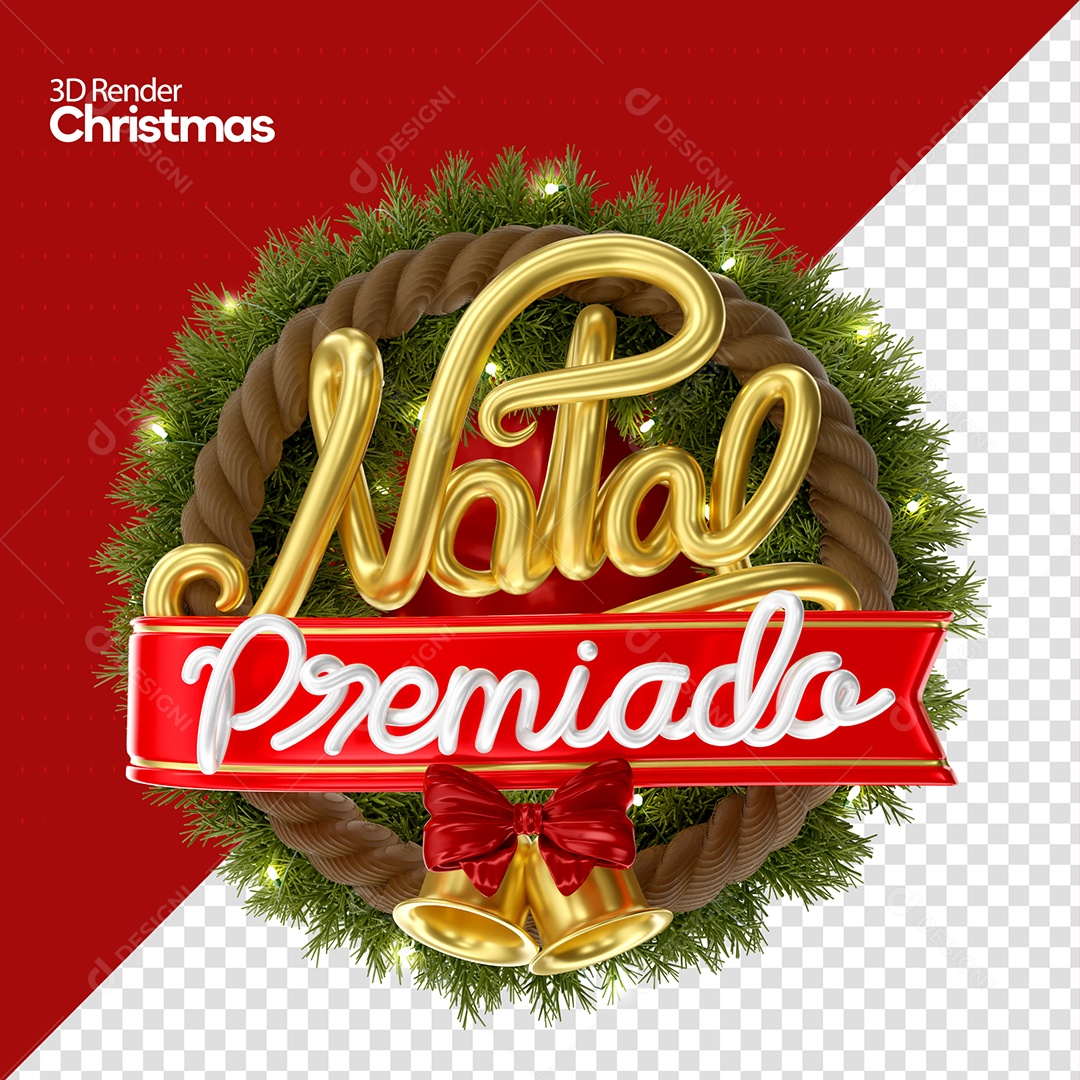 Selo 3D Natal Premiado Para Composição PSD