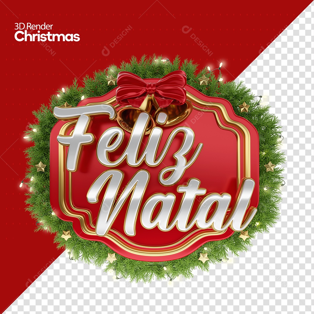 Selo 3D Feliz Natal Para Composição PSD