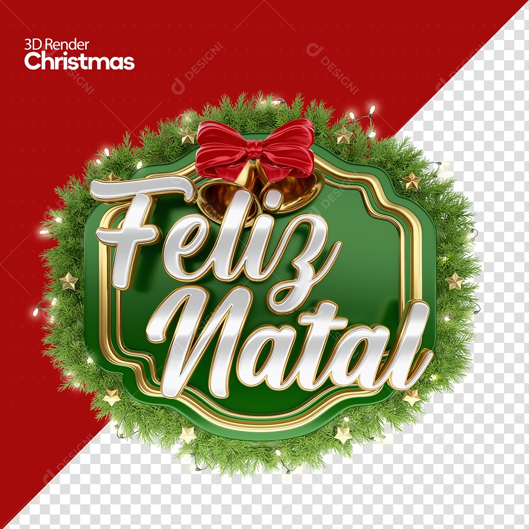 Selo 3D Feliz Natal Para Composição PSD