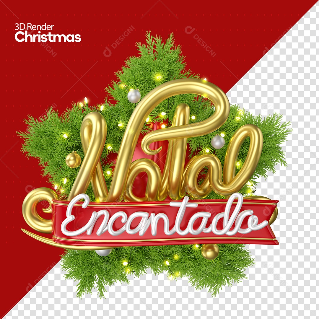 Natal Encantado Selo 3D Para Composição PSD