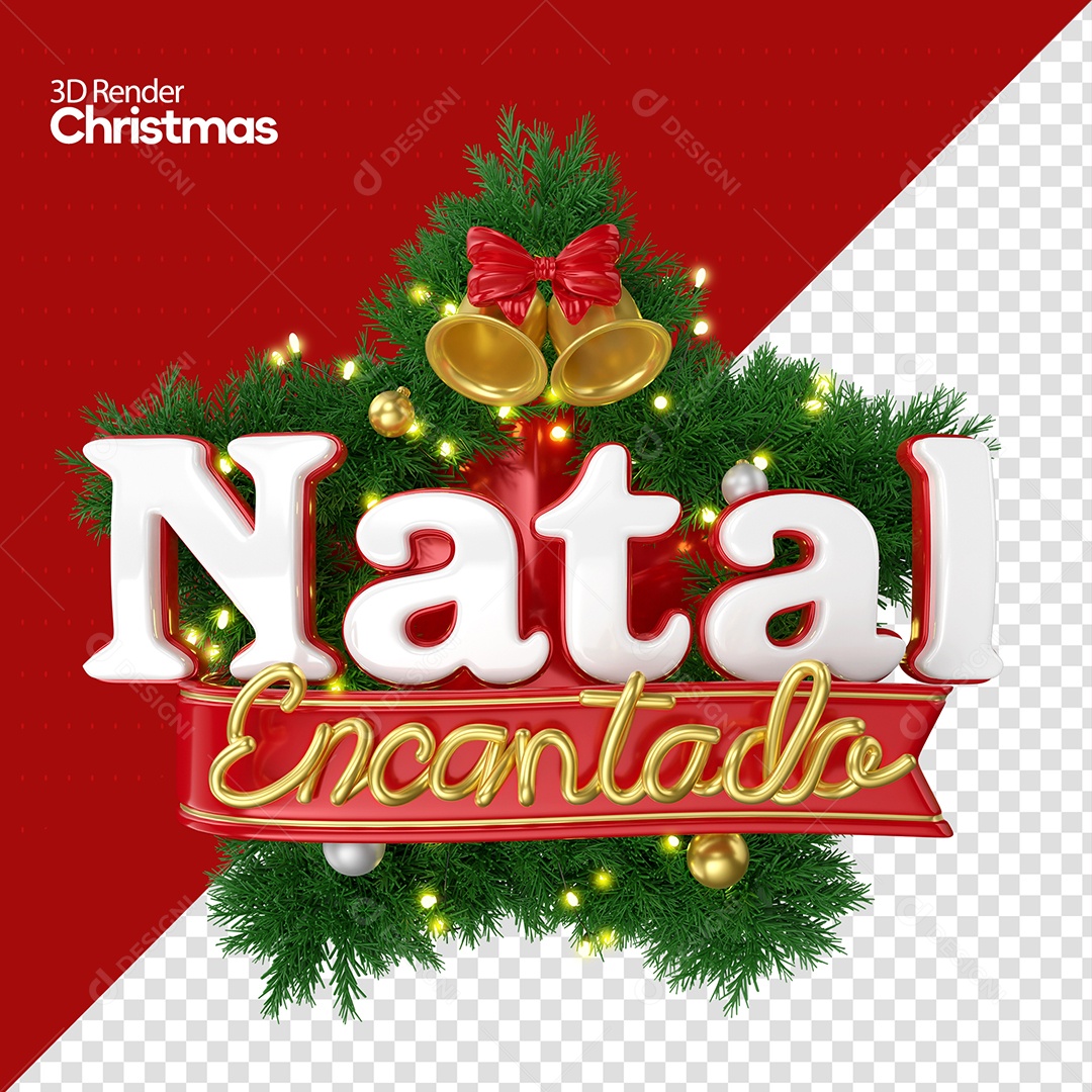 Selo 3D Natal Encantado Para Composição PSD