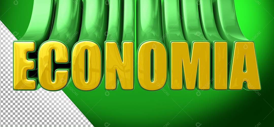 Economia Selo 3D Amarelo e Verde para Composição PSD