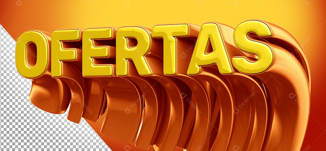 Ofertas Selo 3D Amarelo e Laranja para Composição PSD