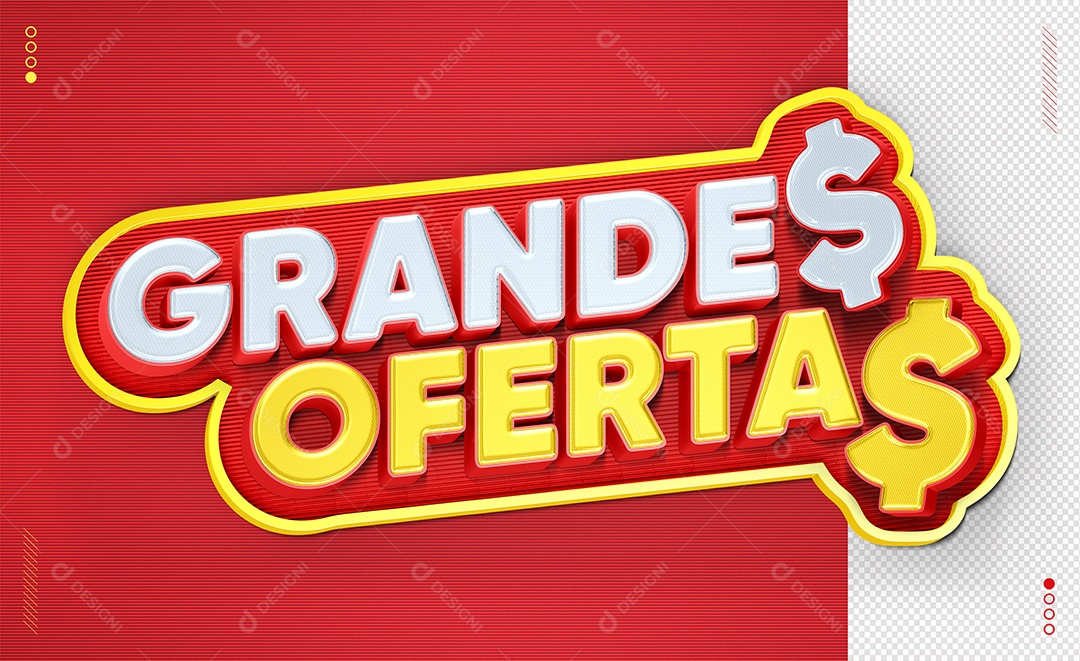 Grande Oferta Selo 3D Branco Amarelo e Vermelho para Composição PSD