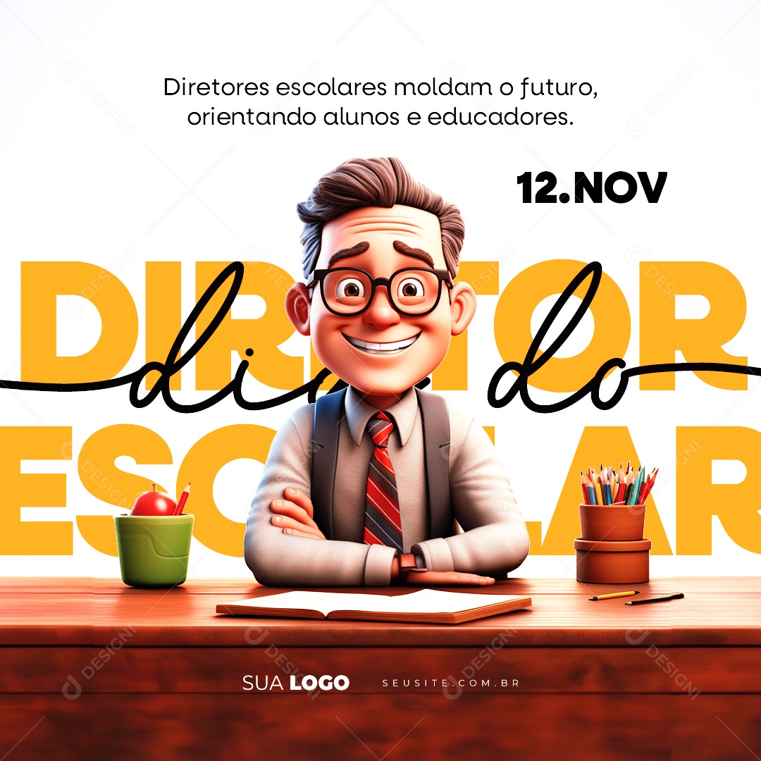 Social Media Dia do Diretor Escolar Moldam o Futuro Social Media PSD Editável