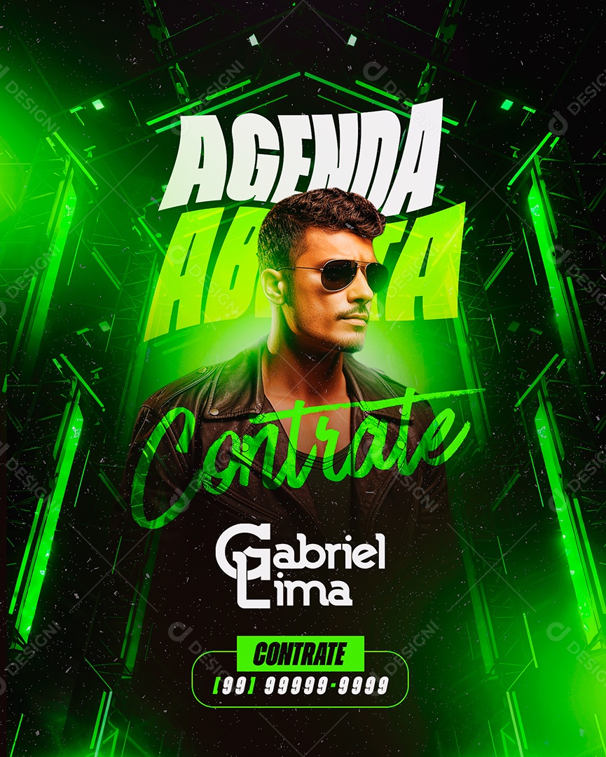 Flyer Agenda Shows Contrate Gabriel Lima Social Media PSD Editável