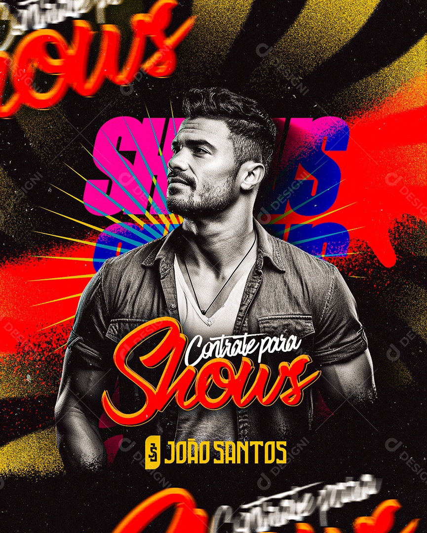 Flyer Contrate para Shows João Santos Social Media PSD Editável