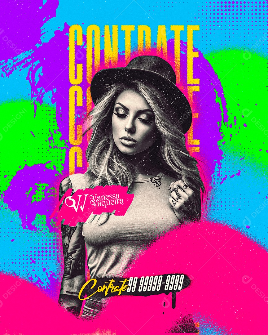 Flyer Contrate Vanessa Vaqueira Social Media PSD Editável