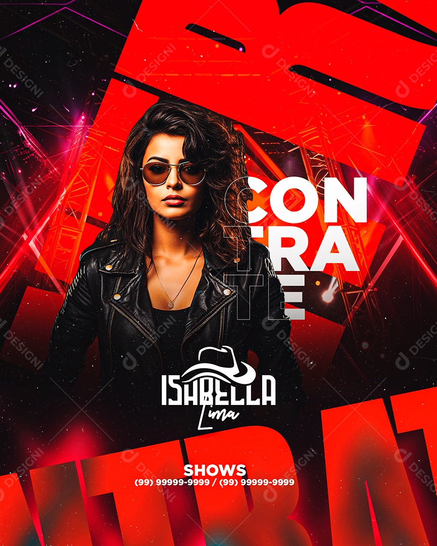 Flyer Contrate Isabella Lima Shows Social Media PSD Editável