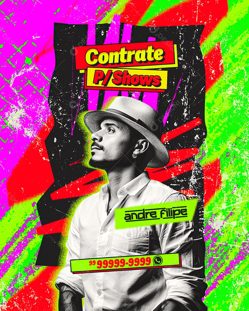 Flyer Contrate para Shows Andre Filipe Social Media PSD Editável