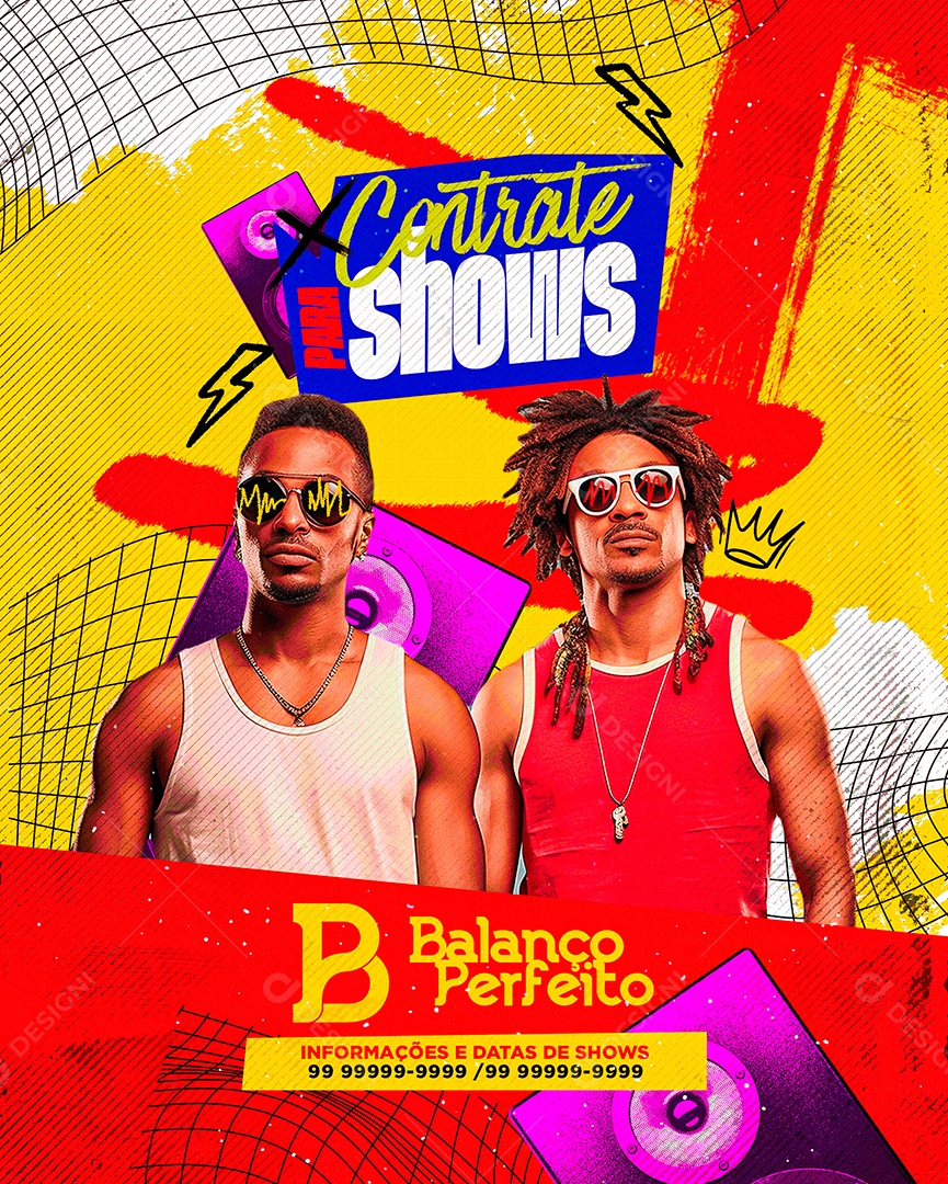 Flyer Contrate para Shows Balanço Perfeito Social Media PSD Editável