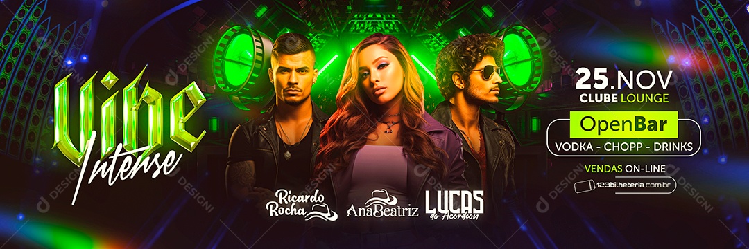 Carrossel Flyer Vibe Intense Ricardo Rocha Ana Beatriz Lucas do Acordeon Social Media PSD Editável