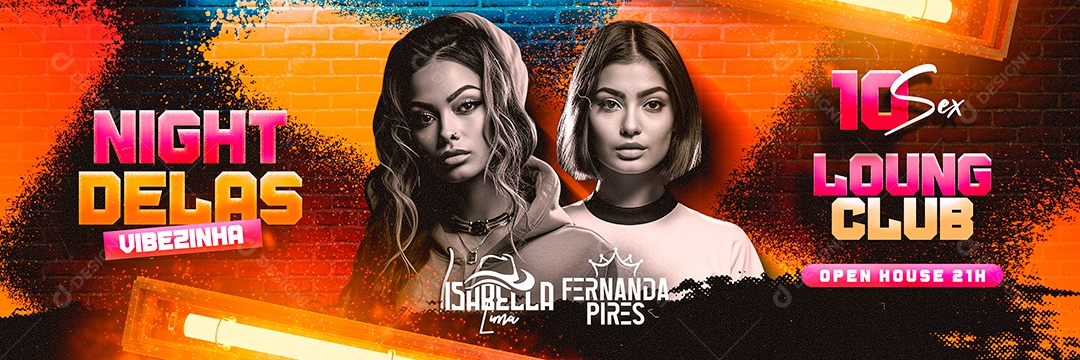 Flyer Carrossel Nigh Delas Vibezinha Isabella Lima Fernanda Pires Social Media PSD Editável