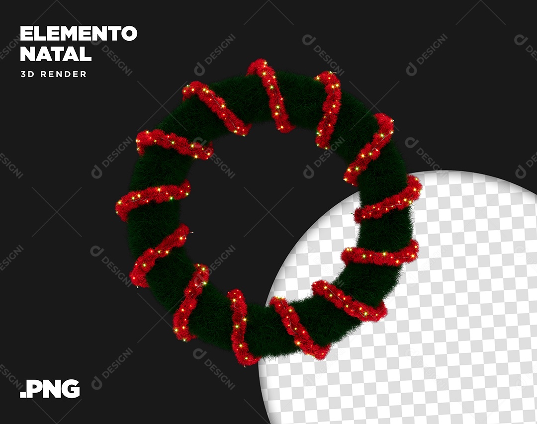 Elemento 3D Guirlanda Natal Para Composição PSD + PNG