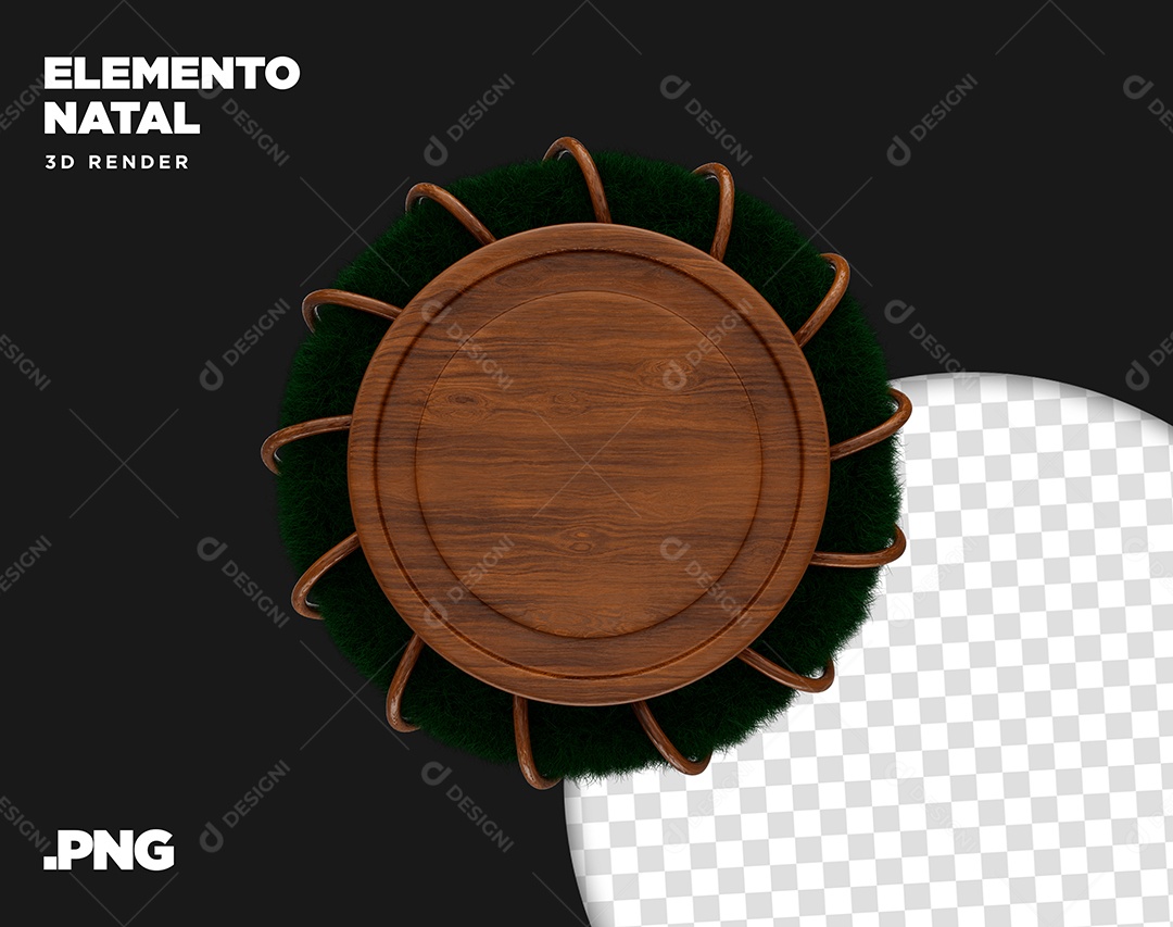 Elemento 3D Natalino Guirlanda Para Composição PSD + PNG